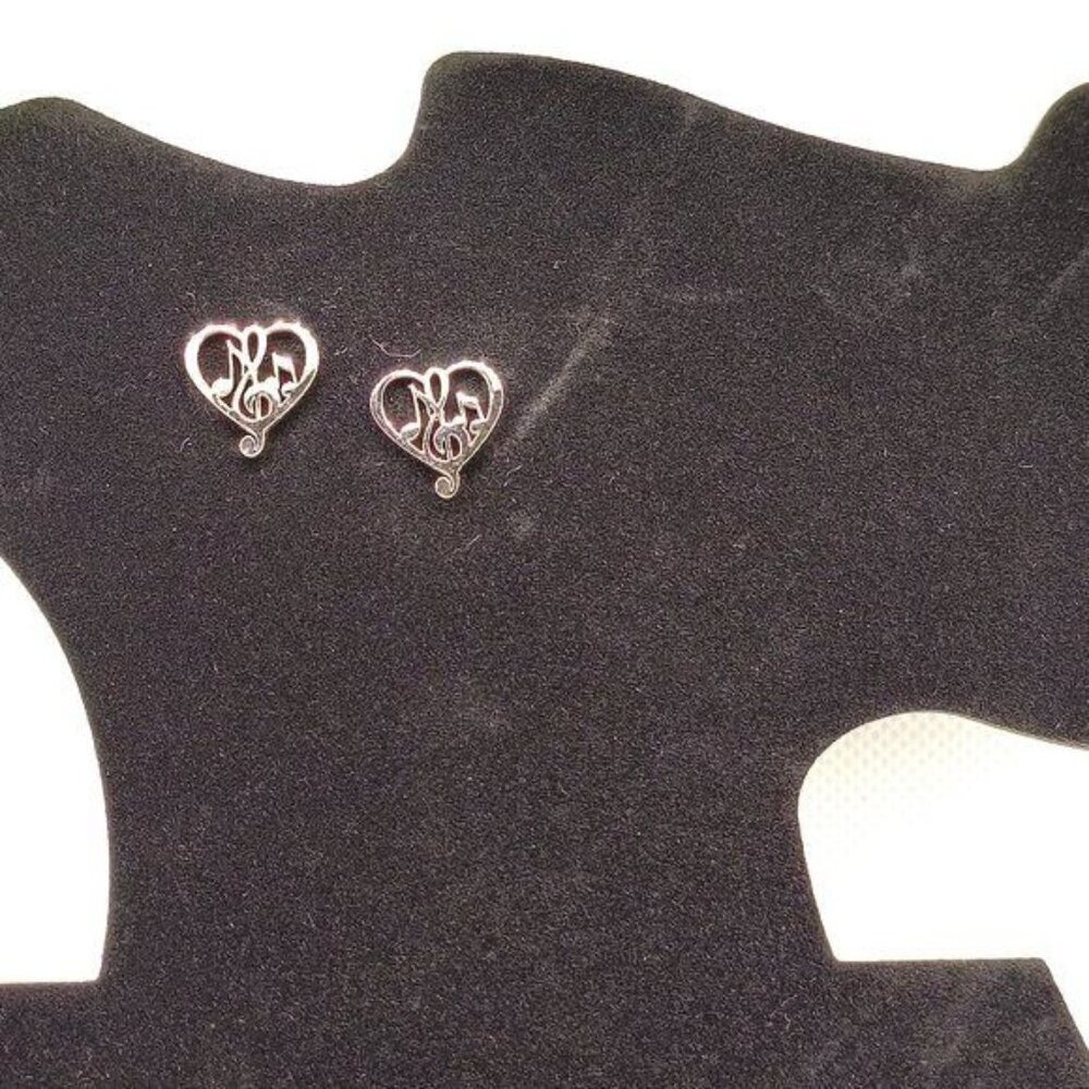 Stainless‎ Steel Heart Shape Earrings with Music Symbols (NWOT)